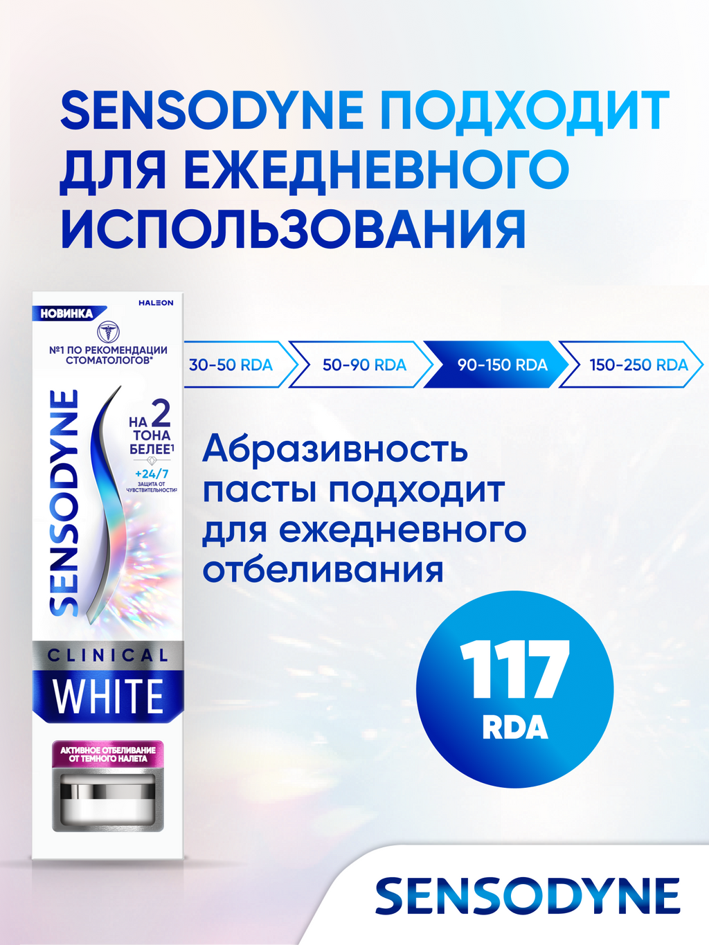 Зубная паста Sensodyne Clinical White Активное Отбеливание от темного налета, паста зубная, 75 мл, 1 шт.