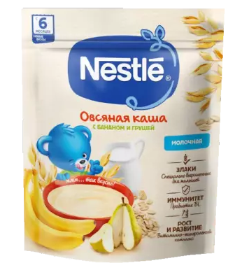 фото упаковки Nestle Каша молочная овсяная груша банан