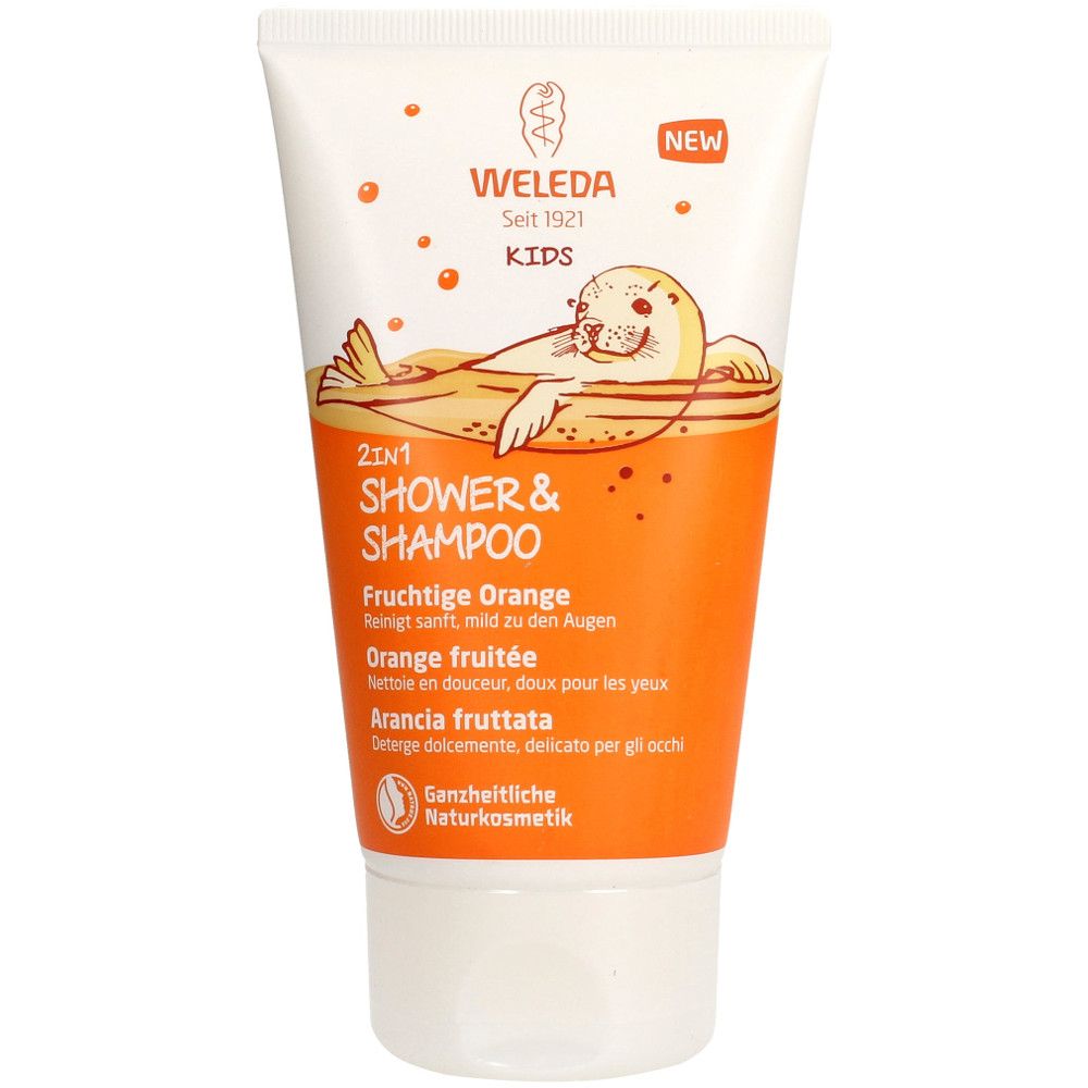 фото упаковки Weleda Детский шампунь-гель для волос и тела Апельсин