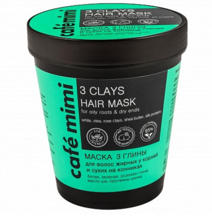 фото упаковки Cafe mimi Маска для волос 3 Глины