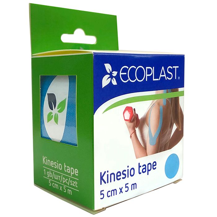 Ecoplast Кинезиотейп, 5х500см, голубой, 1 шт.