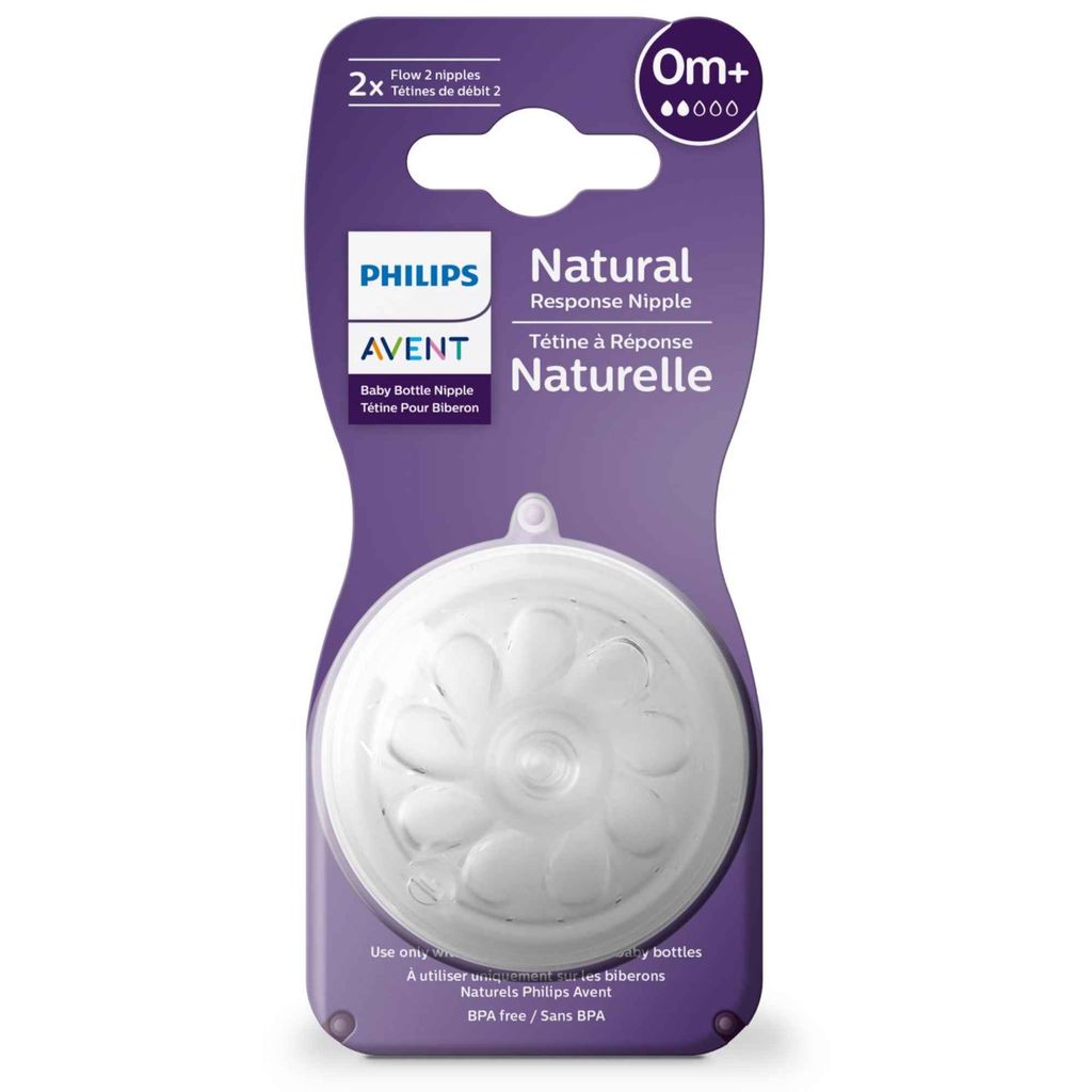 Philips Avent Соска силиконовая Natural Response медленный поток, арт. SCY962/02, соска молочная, с 0 месяцев, 2 шт.