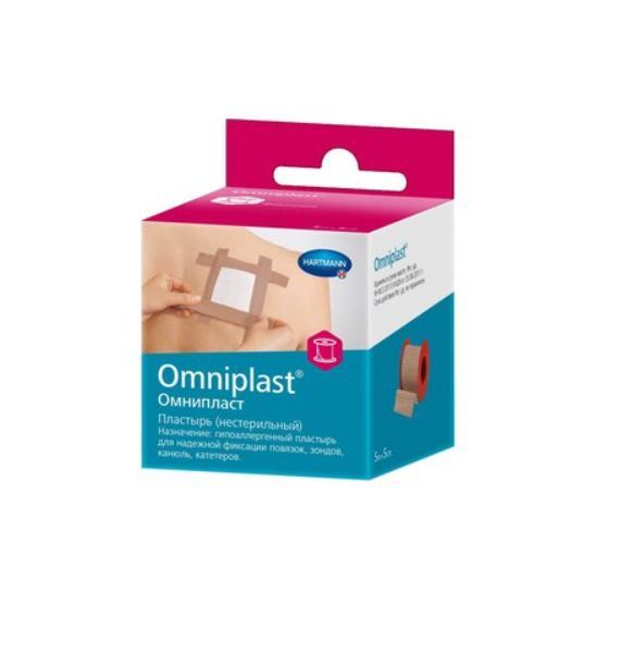 фото упаковки Omniplast Пластырь фиксирующий, 5мх5см, пластырь медицинский, тканевая основа, 1 шт. фото упаковки Omniplast Пластырь фиксирующий