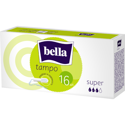 Bella Тампоны Супер, тампоны женские гигиенические, 3 капли, 16 шт.