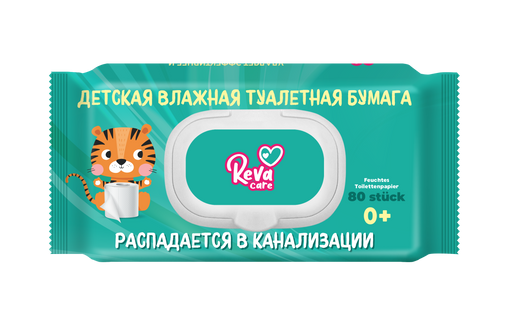 Reva Сare Влажная туалетная бумага, детская, 80 шт.