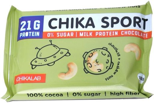 Chikalab chikasport шоколад молочный протеиновый без сахара, шоколад, 100 г, 1 шт.
