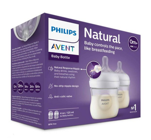 Philips Avent Бутылочка с силиконовой соской Natural Response, 0+, SCY900/02, бутылочка для кормления, медленный поток, 125 мл, 2 шт.