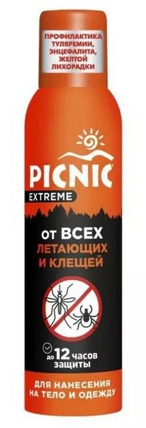 Picnic Extreme Аэрозоль от всех видов летающих насекомых и клещей, аэрозоль, 150 мл, 1 шт.