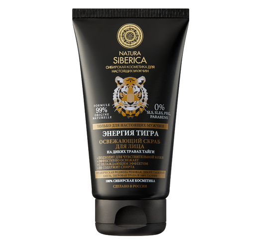 Natura Siberica Men Скраб для лица Энергия тигра, освежающий, 150 мл, 1 шт.